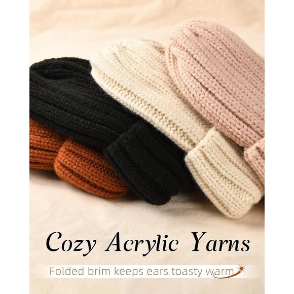 Women\'s Black Winter Warm Knitted Beanie Faux Fur Pom Knit Skull Style Hat Cap